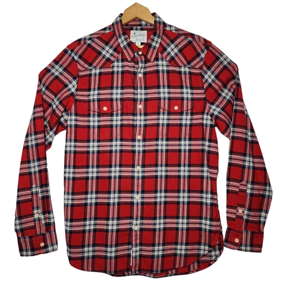 Lucky Brand Western Cut Flannel Shirt Red Relaxed Fit - Women's Medium - Picture 1 of 5